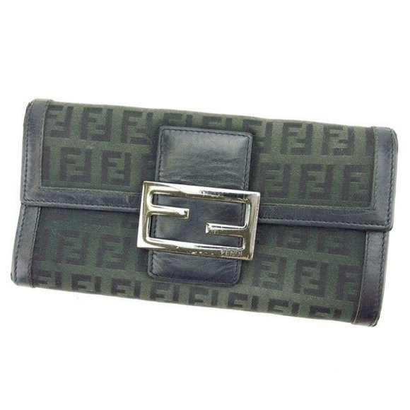 Authentic Fendi Wallet Purse Long Wallet Zucchino Black Black Woman - Picture 1 of 6